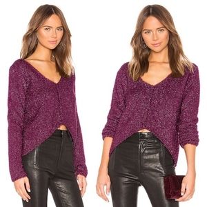NWT, Revolve Lovers + Friends Gerona Magenta Glitter Sweater